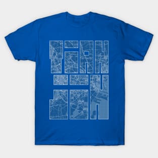 Tianjin, China City Map Typography - Blueprint T-Shirt